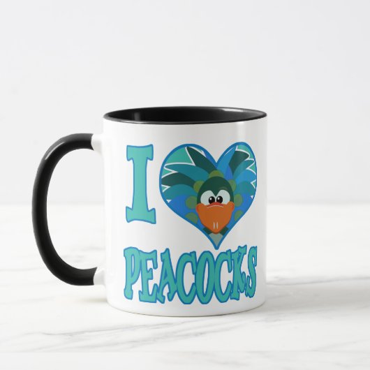 Ik hou van pauwen mok (Links)