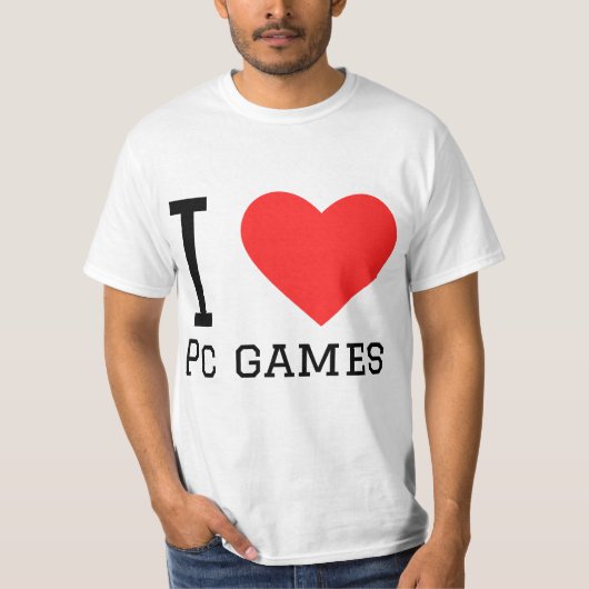 Ik hou van pc-games vierkante sticker t-shirt (Voorkant)