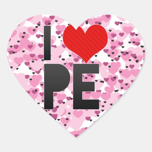 Ik hou van PE Hart Sticker (Voorkant)