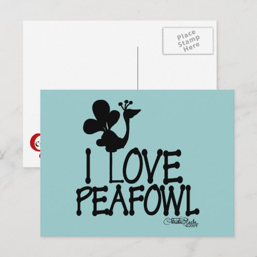 Ik hou van Peafowl silhouet Briefkaart (Voorkant / Achterkant)