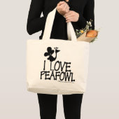 Ik hou van Peafowl silhouet Grote Tote Bag (Voorkant (product))