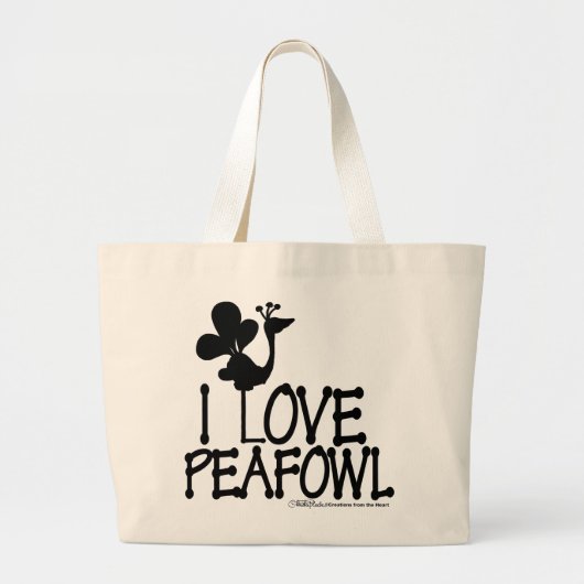 Ik hou van Peafowl silhouet Grote Tote Bag (Voorkant)