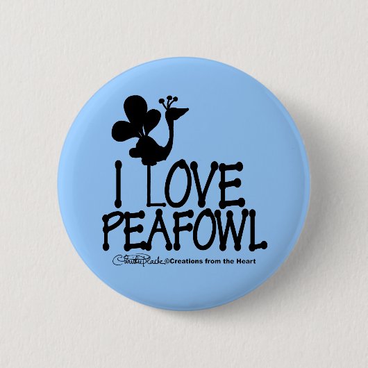 Ik hou van Peafowl silhouet Ronde Button 5,7 Cm (Voorkant)
