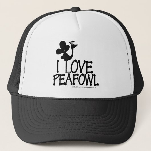 Ik hou van Peafowl silhouet Trucker Pet (Voorkant)