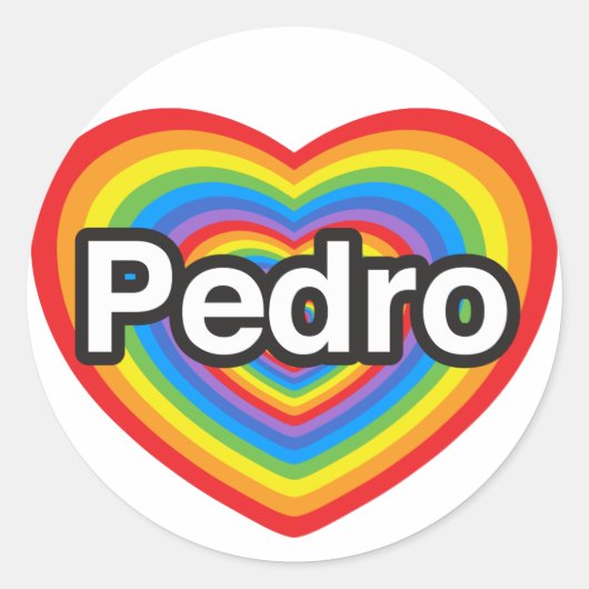 Ik hou van Pedro. Ik hou van je Pedro. Hart Ronde Sticker (Voorkant)