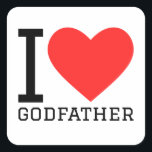 Ik hou van peetvader vierkante sticker<br><div class="desc">Ik hou van peetvaders,  voor mensen liefhebbers</div>