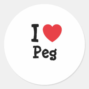 Ik hou van Peg hart T-shirt Ronde Sticker