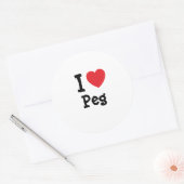 Ik hou van Peg hart T-shirt Ronde Sticker (Envelop)