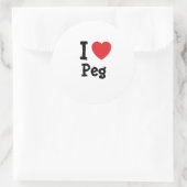 Ik hou van Peg hart T-shirt Ronde Sticker (Tas)