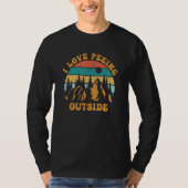 Ik hou van Peing buiten grappige Camping Hiking I T-shirt (Voorkant)