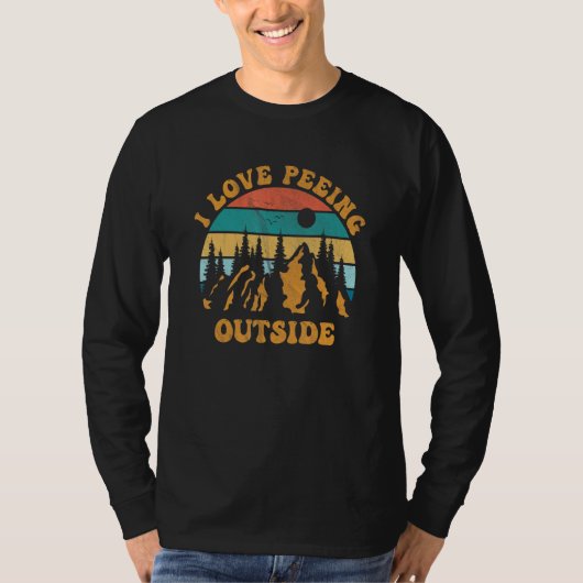Ik hou van Peing buiten grappige Camping Hiking I T-shirt (Voorkant)