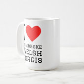 Ik hou van pembroke welsh corgi's koffiemok (Voorkant links)