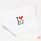 Ik hou van pembroke welsh corgis vierkante sticker (Envelop)
