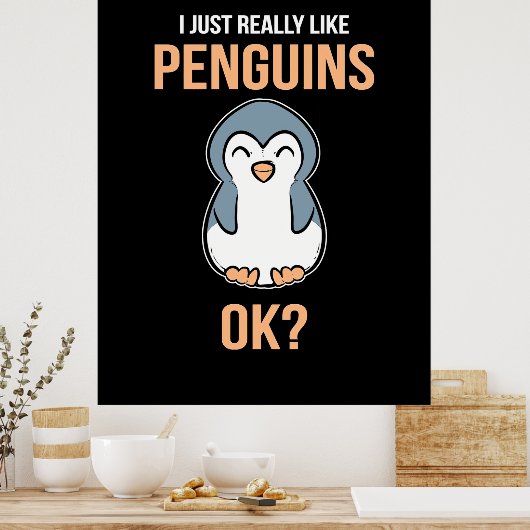 Ik hou van Penguin Poster (Keuken)