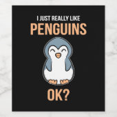 Ik hou van Penguin Wijn Etiket (Enkel label)