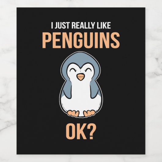 Ik hou van Penguin Wijn Etiket (Enkel label)