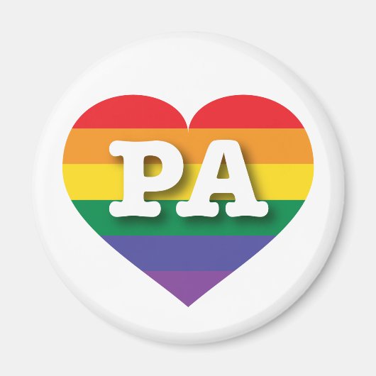 Ik hou van Pennsylvania Gay Pride Rainbow Heart Magneet (Voorkant)