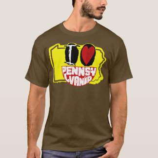 Ik hou van Pennsylvania glimlachend gelukkig gezic T-shirt