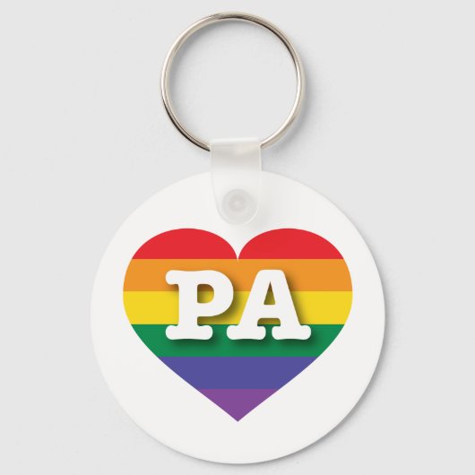 Ik hou van Pennsylvania Rainbow Heart Sleutelhanger (Voorkant)