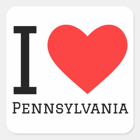 Ik hou van Pennsylvania Vierkante Sticker (Voorkant)