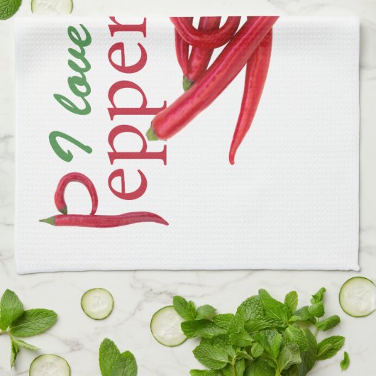 Ik hou van peper theedoek (Gevouwen)