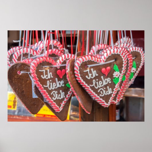 Ik hou van peperkoekhartjes tijdens de feestdagen poster (Voorkant)
