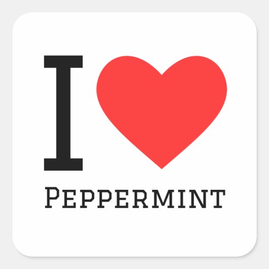 Ik hou van pepermunt vierkante sticker (Voorkant)