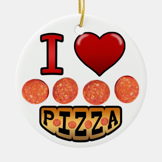 Ik hou van pepperoni pizza. keramisch ornament (Voorkant)
