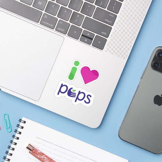 Ik hou van PEPS sticker (Laptop met iPhone)
