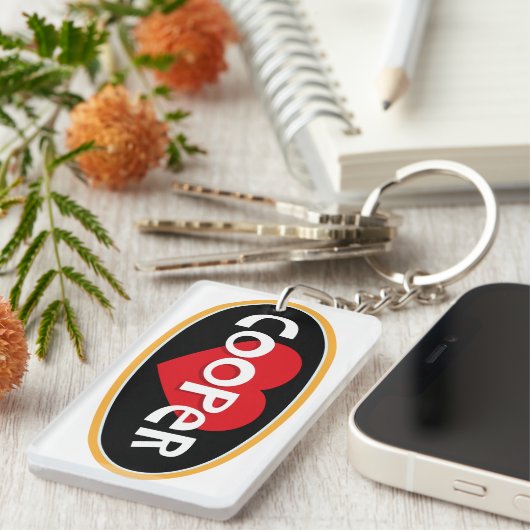 Ik hou van persoonlijk gepersonaliseerde COOPER Sleutelhanger (Voorkant Rechts)