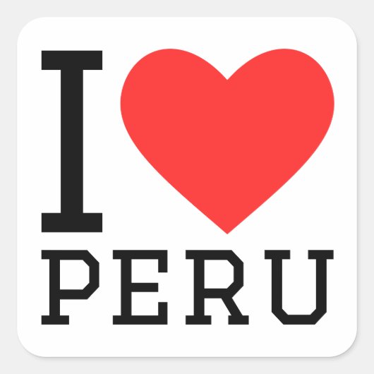 Ik hou van peru vierkante sticker (Voorkant)