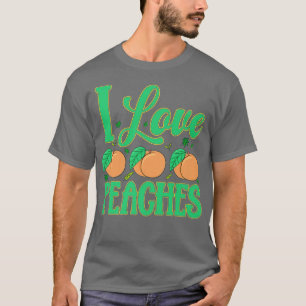 Ik hou van perziken Fruit vegetarisch Veganistisch T-shirt