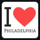 Ik hou van Philadelphia Vierkante Sticker<br><div class="desc">Ik hou van Philadelphia,  voor stadsliefhebbers</div>