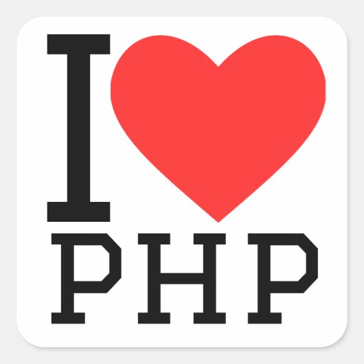 Ik hou van php vierkante sticker (Voorkant)
