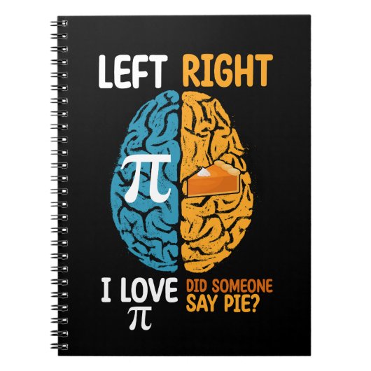 Ik hou van Pi zei iemand taart links rechts brein Notitieboek (Voorkant)