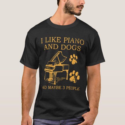Ik hou van piano en honden en misschien drie mense t-shirt (Voorkant)