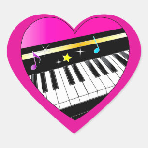 Ik hou van Piano in een hart Sticker