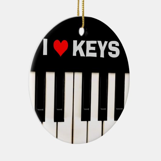 Ik hou van Piano Keys Keramisch Ornament (Rechts)