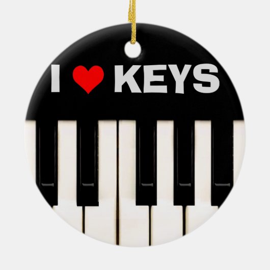 Ik hou van Piano Keys Keramisch Ornament (Achterkant)