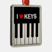 Ik hou van Piano Keys Metalen Ornament (Rechts)