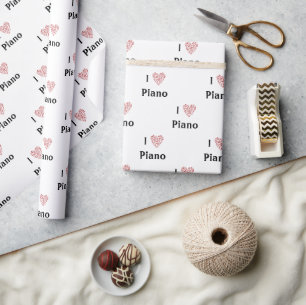 Ik hou van Piano Rode Hart van Muzieknoten Cadeaupapier