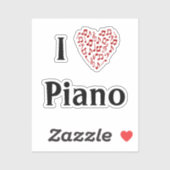 Ik hou van Piano Rode Hart van Muzieknotities Viny Sticker (Vel)