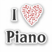 Ik hou van Piano Rode Hart van Muzieknotities Viny Sticker (Voorkant)