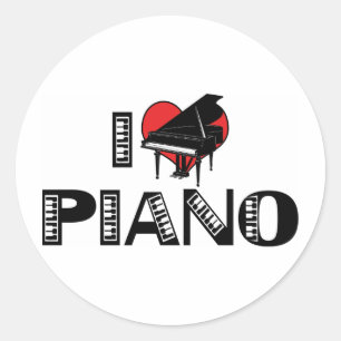 Ik hou van piano ronde sticker