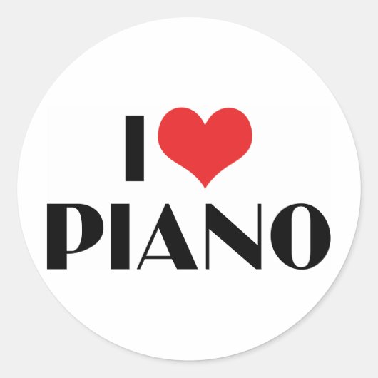 Ik hou van piano ronde sticker (Voorkant)