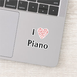 Ik hou van piano rood hart van muzieknoten vinyl sticker