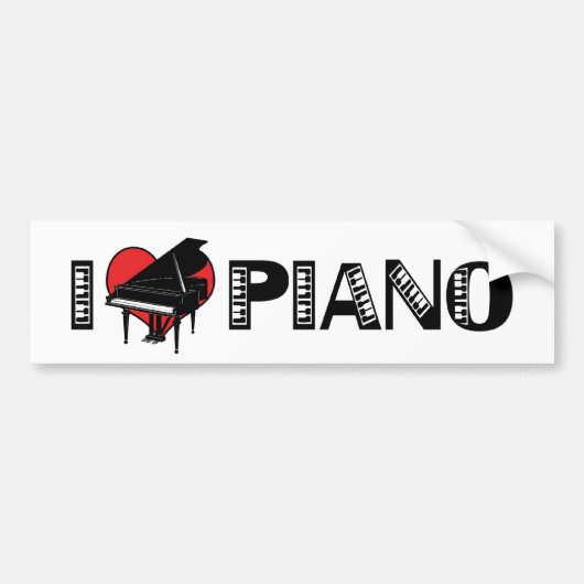Ik hou van pianobumpersticker bumpersticker (Voorkant)