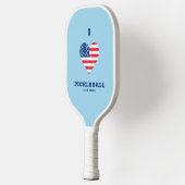 Ik hou van Pickleball American Flag Heart | Naam Paddle (Links)