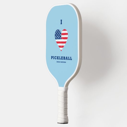 Ik hou van Pickleball American Flag Heart | Naam Pickleball Paddle (Links)