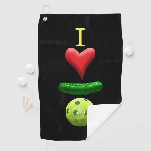 Ik hou van Pickleball Black Sweat Towel Golfhanddoek (Insitu)